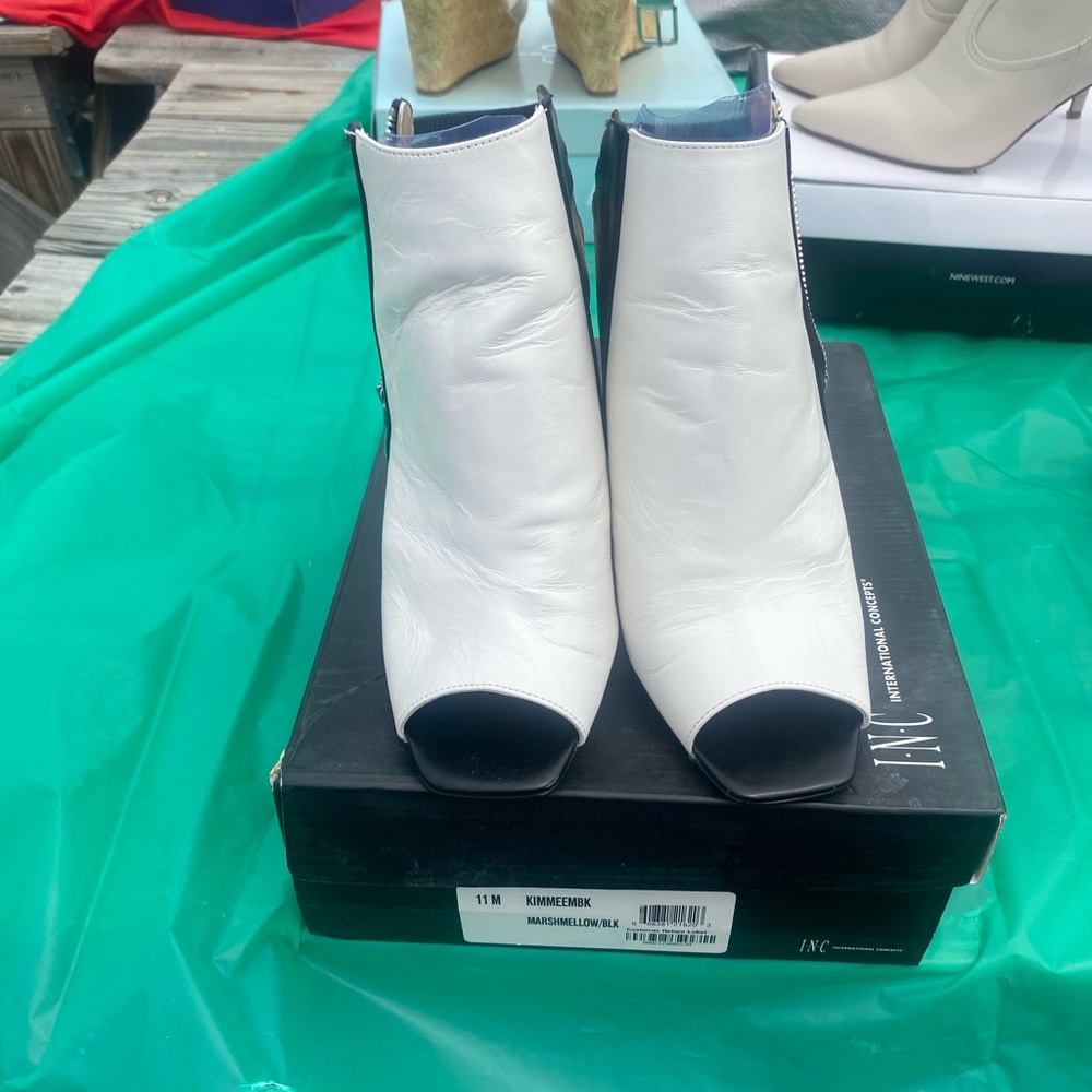 Black and White Leather Sandals